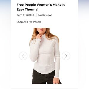 Free people thermal high neck top 2 colors available in size XS lettuce hem